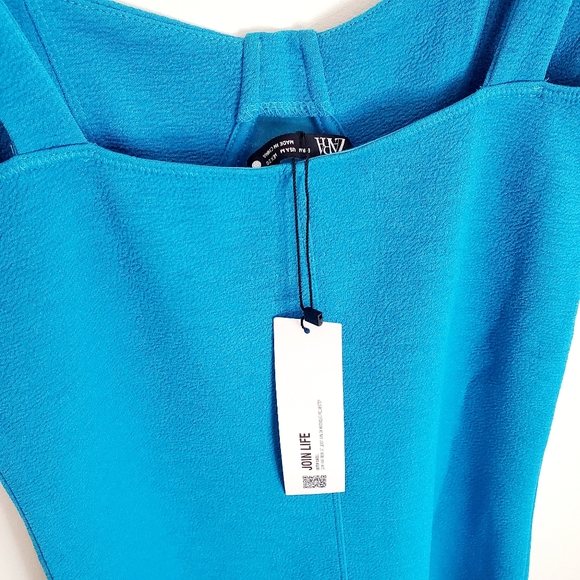 Blue Corset Bustier Mini Dress Medium Bodycon Stretch By Zara - Picture 11 of 12
